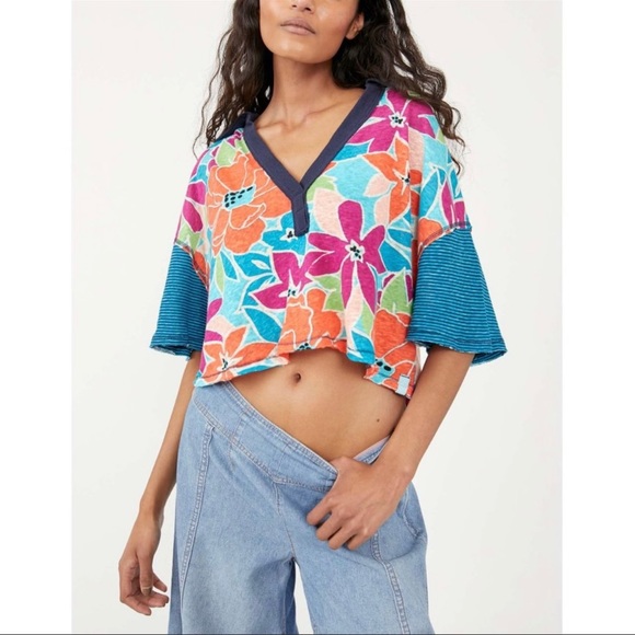 We the free on a boat polo tee coastal combo oversized size small - Picture 2 of 10